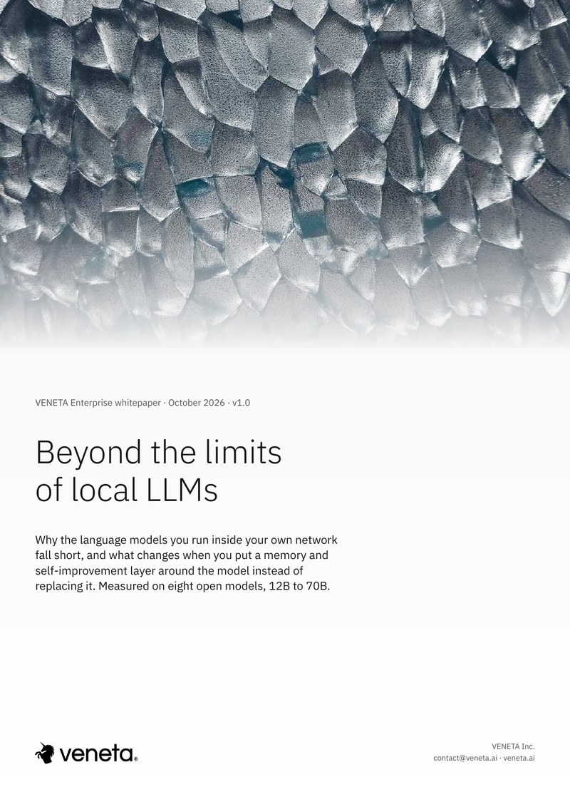 Cover of the VENETA whitepaper, Beyond the limits of local LLMs